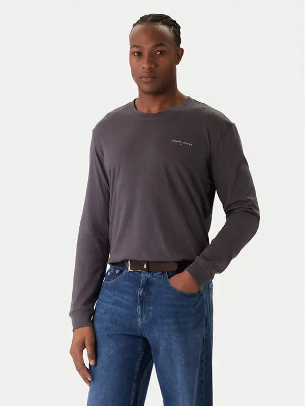 Tommy Jeans Tommy Jeans Majica dugih rukava Chest Linear DM0DM21594 Tamno siva Regular Fit