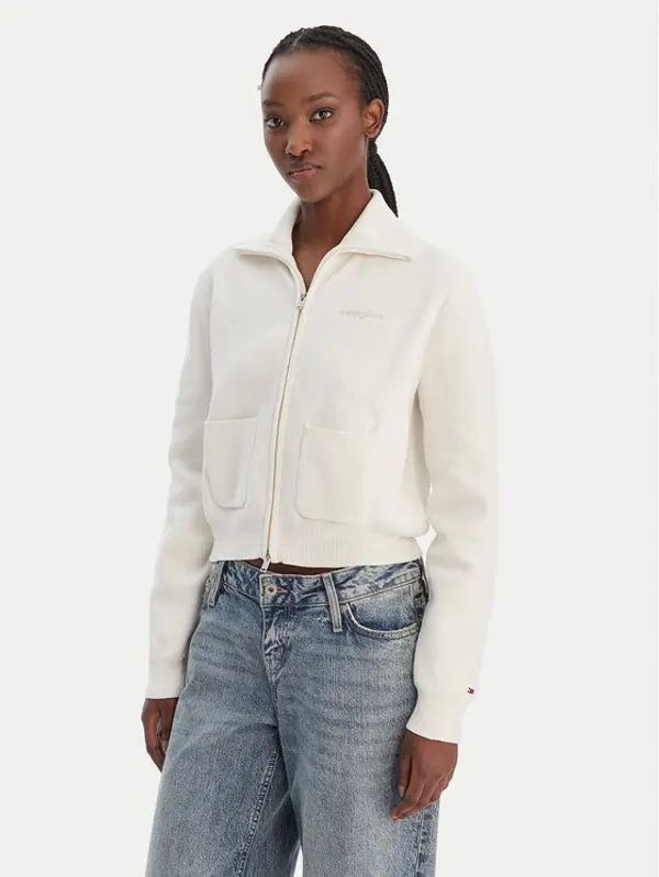 Tommy Jeans Tommy Jeans Majica dugih rukava Cozy Sript DW0DW22029 Écru Regular Fit