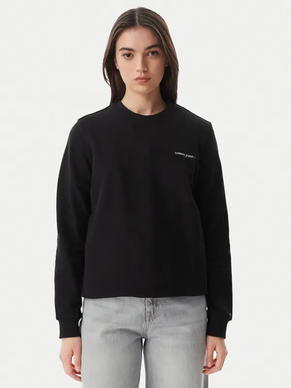 Tommy Jeans Tommy Jeans Majica dugih rukava Ess Logo DW0DW22829 Crna Regular Fit