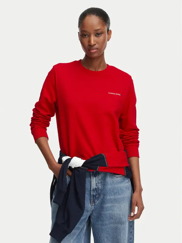 Tommy Jeans Tommy Jeans Majica dugih rukava Ess Logo DW0DW22829 Tamno crvena Regular Fit
