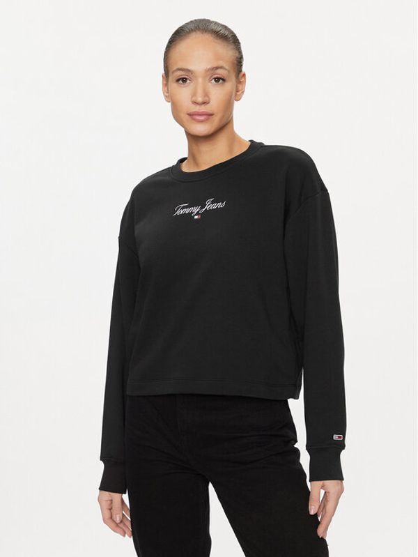 Tommy Jeans Tommy Jeans Majica dugih rukava Essential Logo DW0DW16140 Crna Relaxed Fit