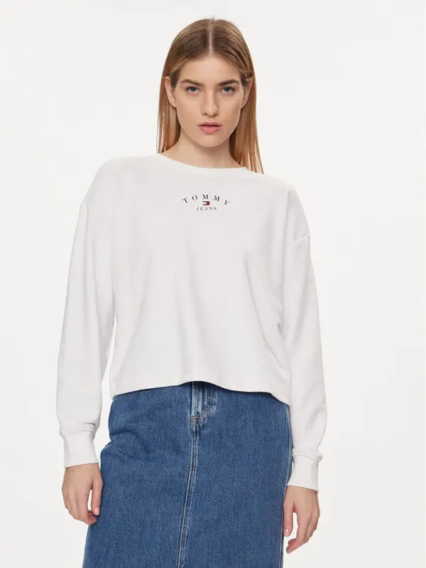 Tommy Jeans Tommy Jeans Majica dugih rukava Essential Logo DW0DW18143 Bijela Regular Fit
