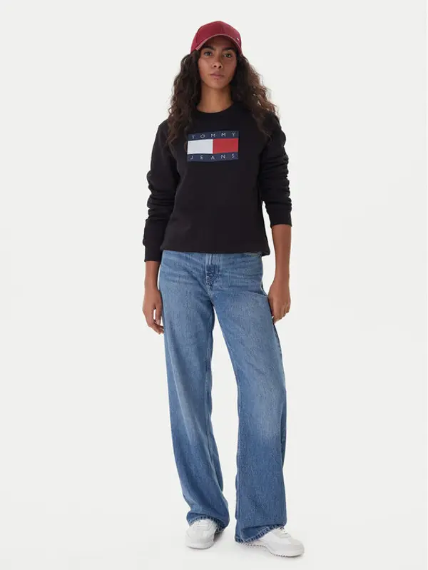 Tommy Jeans Tommy Jeans Majica dugih rukava Flag DW0DW22564 Crna Regular Fit