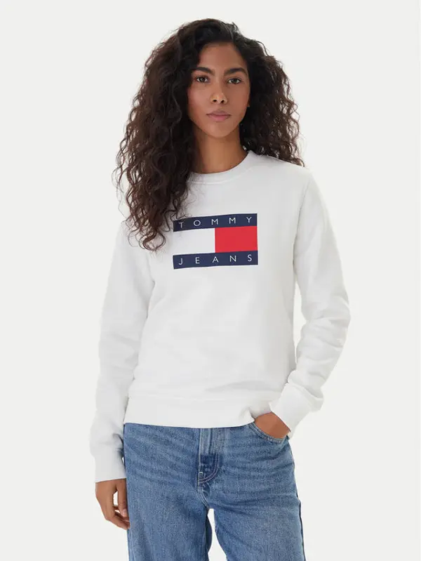 Tommy Jeans Tommy Jeans Majica dugih rukava Flag DW0DW22564 Écru Regular Fit