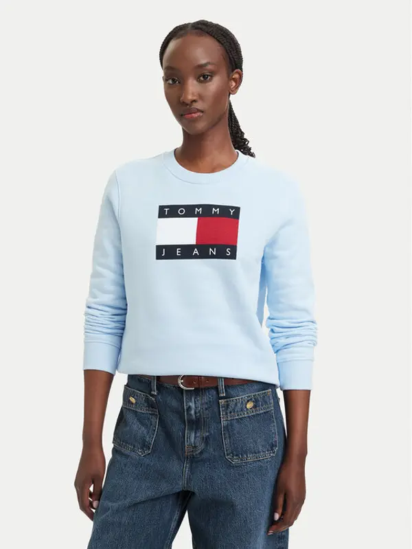 Tommy Jeans Tommy Jeans Majica dugih rukava Flag DW0DW22564 Svijetlo plava Regular Fit