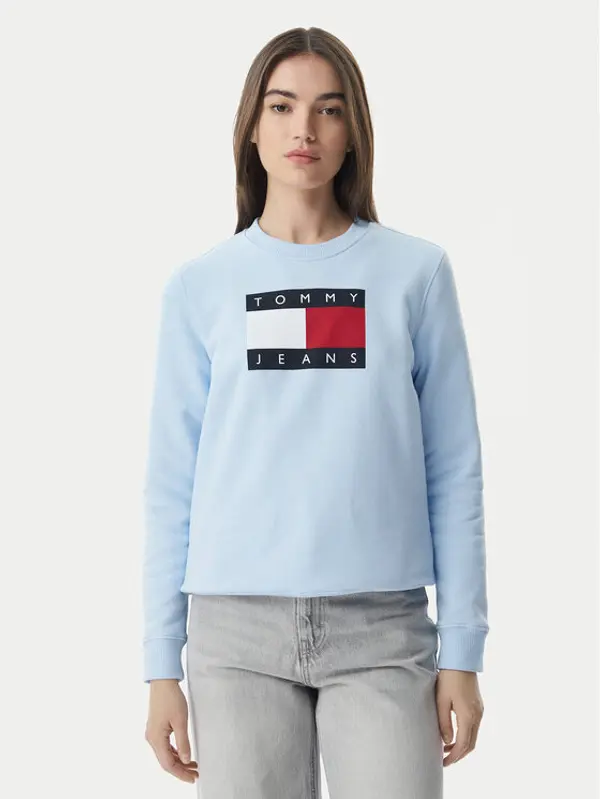 Tommy Jeans Tommy Jeans Majica dugih rukava Flag DW0DW22564 Svijetlo plava Regular Fit