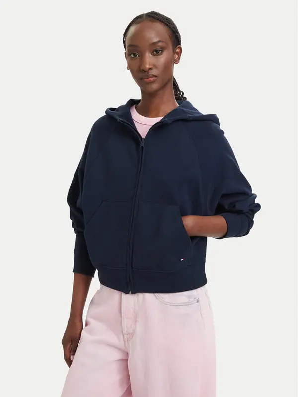 Tommy Jeans Tommy Jeans Majica dugih rukava Flag DW0DW22834 Tamnoplava Boxy Fit