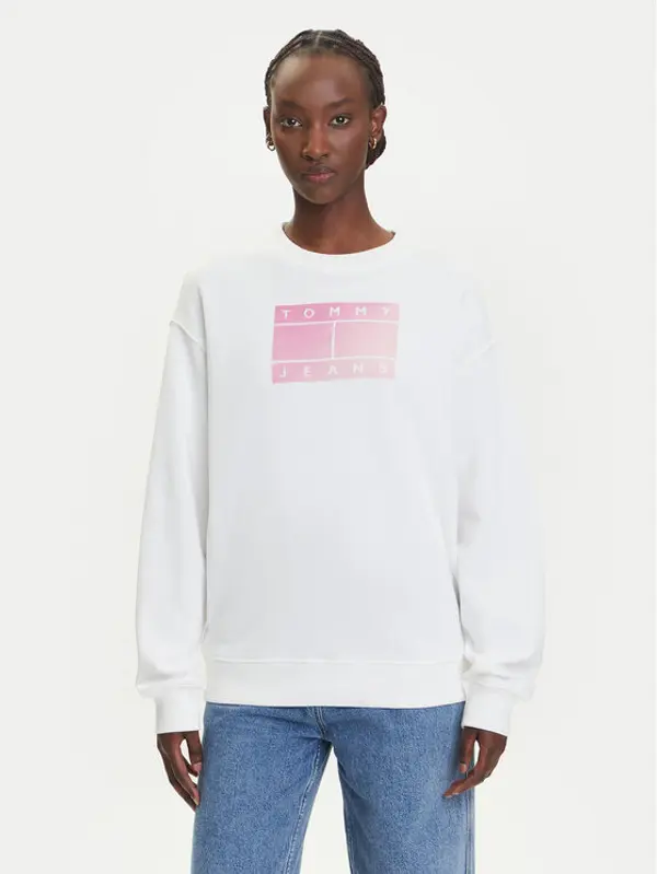 Tommy Jeans Tommy Jeans Majica dugih rukava Gradient Flag DW0DW21396 Bijela Relaxed Fit