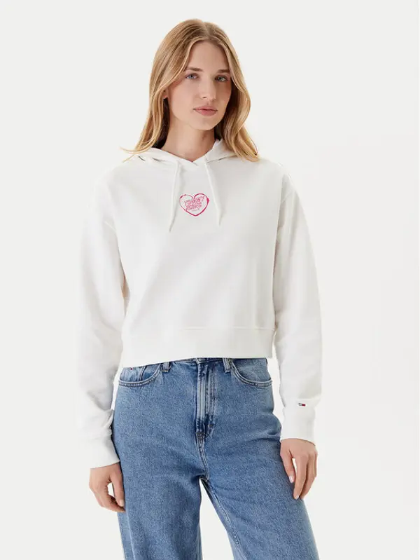 Tommy Jeans Tommy Jeans Majica dugih rukava Heart DW0DW21408 Bijela Relaxed Fit