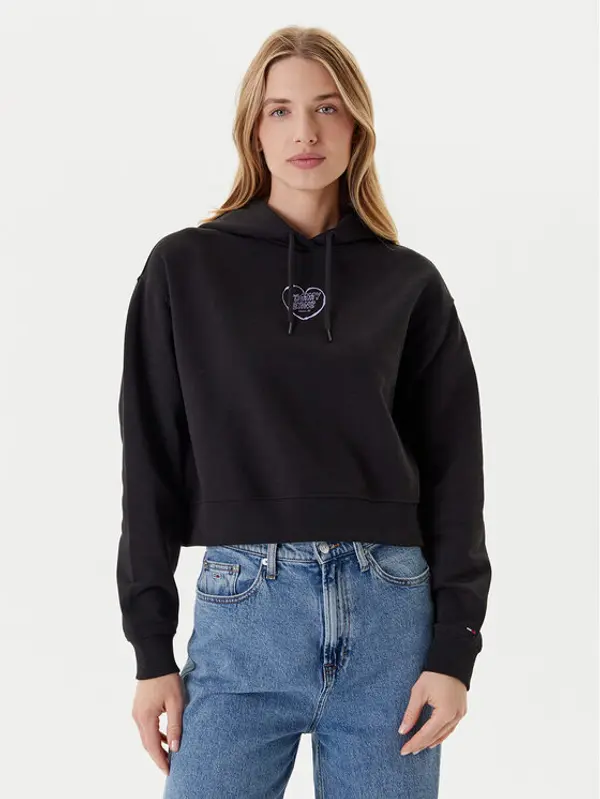 Tommy Jeans Tommy Jeans Majica dugih rukava Heart DW0DW21408 Crna Relaxed Fit