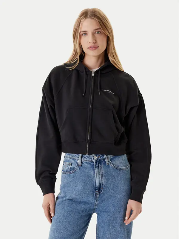 Tommy Jeans Tommy Jeans Majica dugih rukava Linear DW0DW21163 Crna Boxy Fit