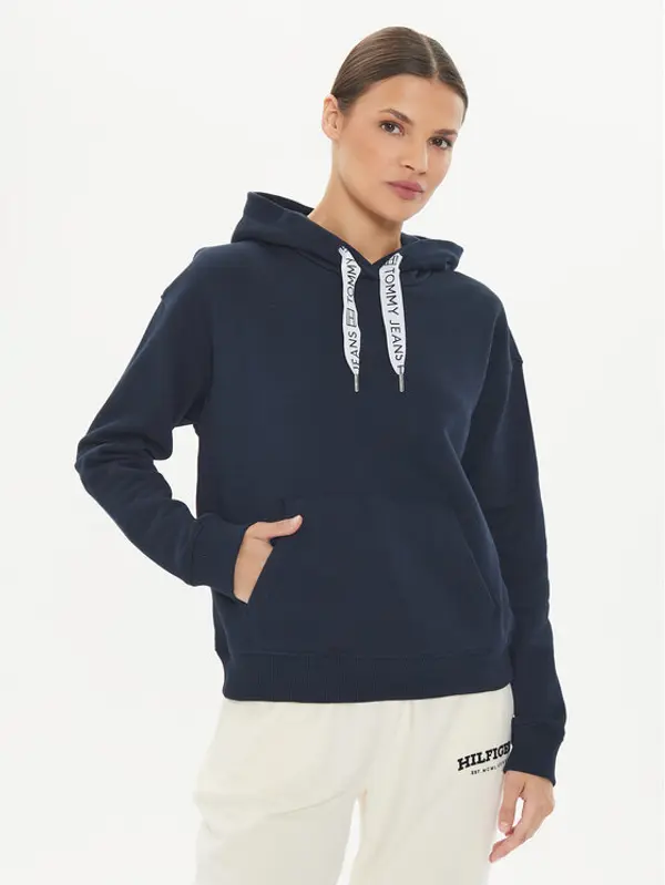 Tommy Jeans Tommy Jeans Majica dugih rukava Logo Drawcord DW0DW17794 Tamnoplava Boxy Fit