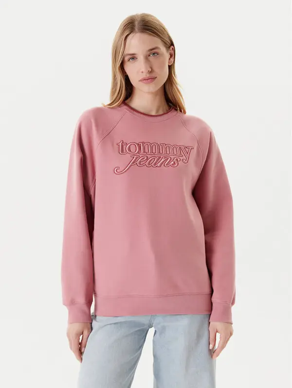 Tommy Jeans Tommy Jeans Majica dugih rukava Script DW0DW21196 Ružičasta Regular Fit