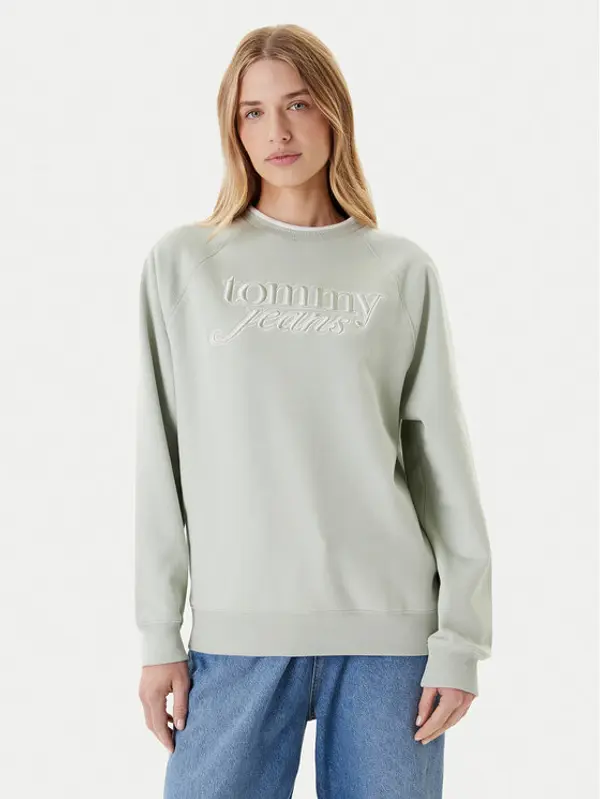 Tommy Jeans Tommy Jeans Majica dugih rukava Script DW0DW21196 Zelena Regular Fit