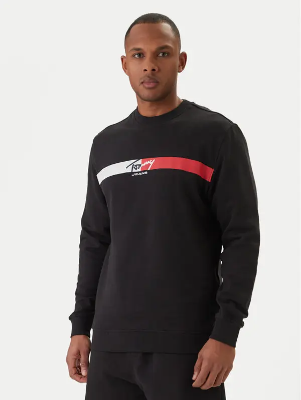 Tommy Jeans Tommy Jeans Majica dugih rukava Sign Stripe DM0DM23019 Crna Regular Fit
