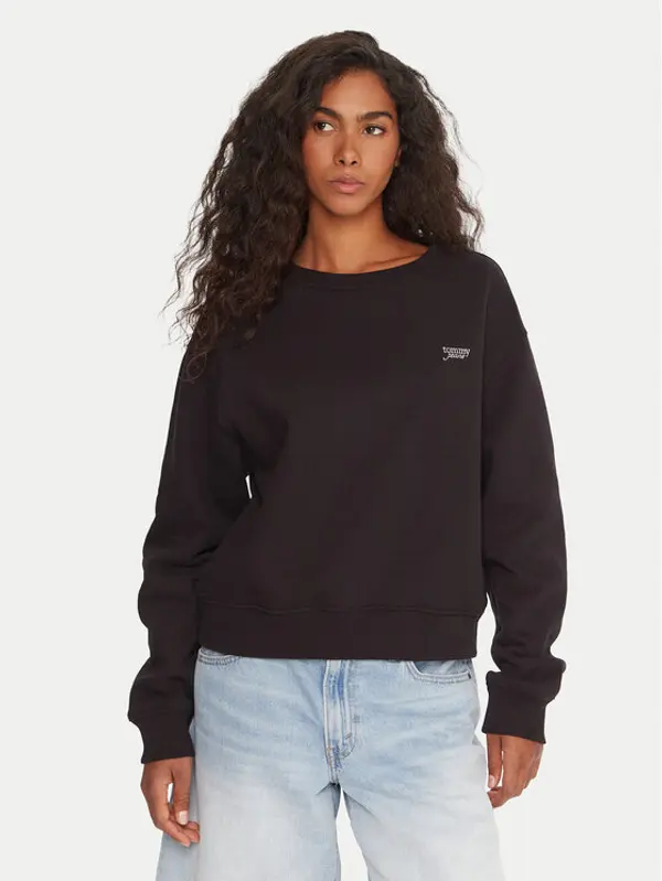 Tommy Jeans Tommy Jeans Majica dugih rukava Silver Script DW0DW21961 Crna Regular Fit