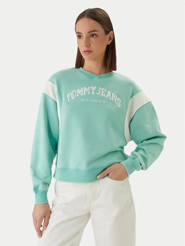Tommy Jeans Tommy Jeans Majica dugih rukava Varsity Crew DW0DW22365 Zelena Regular Fit