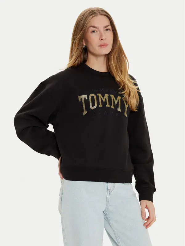 Tommy Jeans Tommy Jeans Majica dugih rukava Varsity DW0DW19845 Crna Boxy Fit