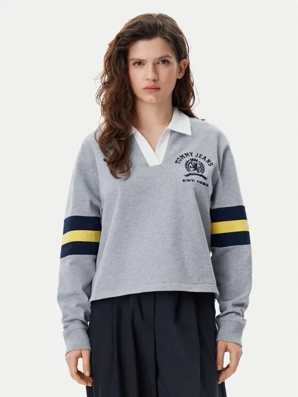 Tommy Jeans Tommy Jeans Majica dugih rukava Varsity DW0DW20312 Siva Relaxed Fit