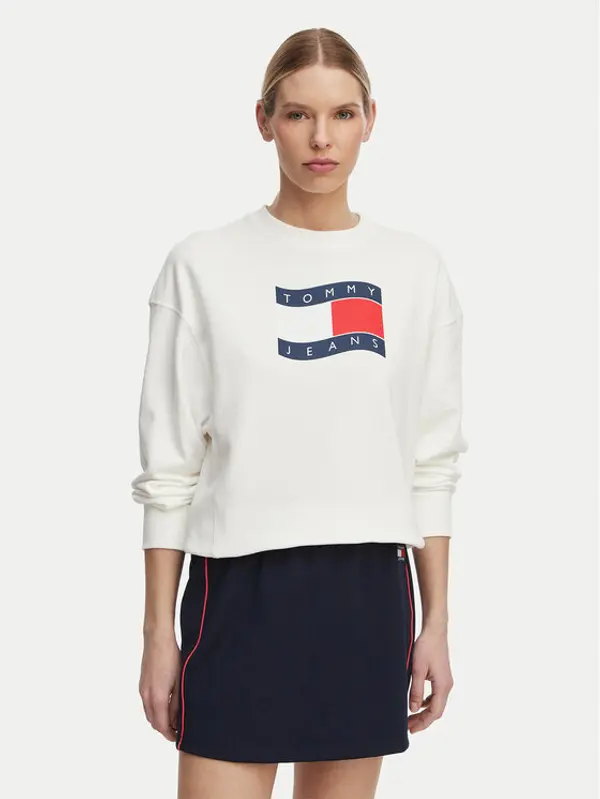 Tommy Jeans Tommy Jeans Majica dugih rukava Wavy Flag DW0DW22742 Bijela Boxy Fit