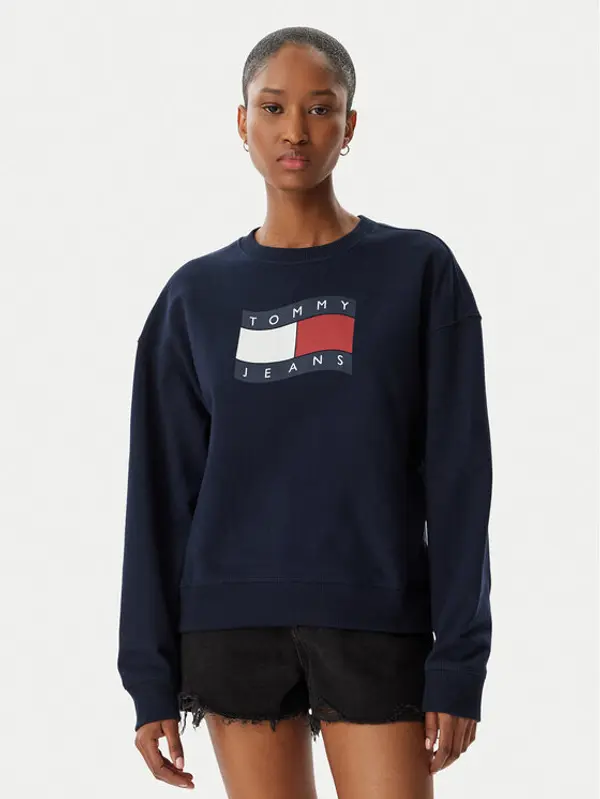 Tommy Jeans Tommy Jeans Majica dugih rukava Wavy Flag DW0DW22742 Tamnoplava Boxy Fit