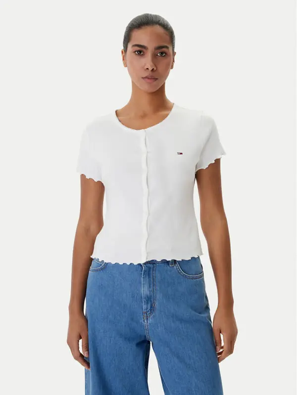 Tommy Jeans Tommy Jeans Majica DW0DW20377 Bijela Slim Fit
