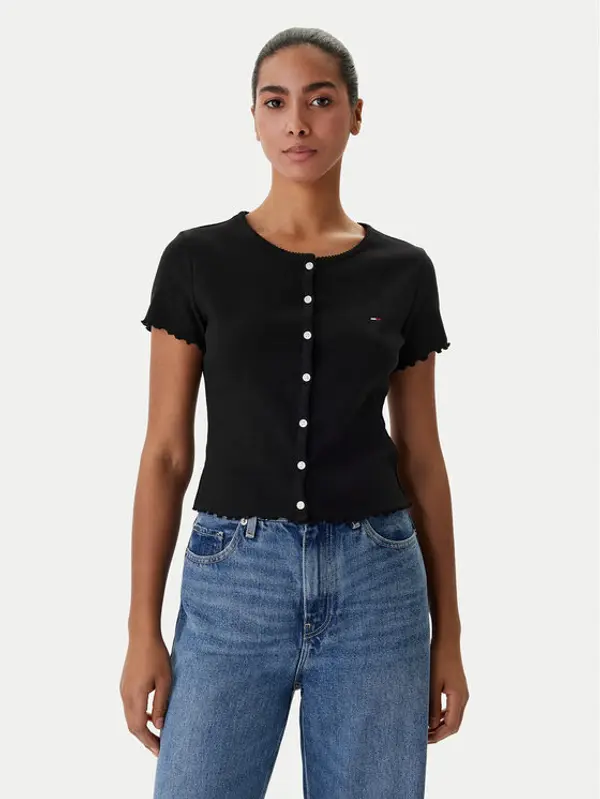 Tommy Jeans Tommy Jeans Majica DW0DW20377 Crna Slim Fit