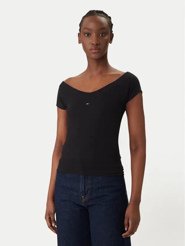 Tommy Jeans Tommy Jeans Majica DW0DW22265 Crna Slim Fit