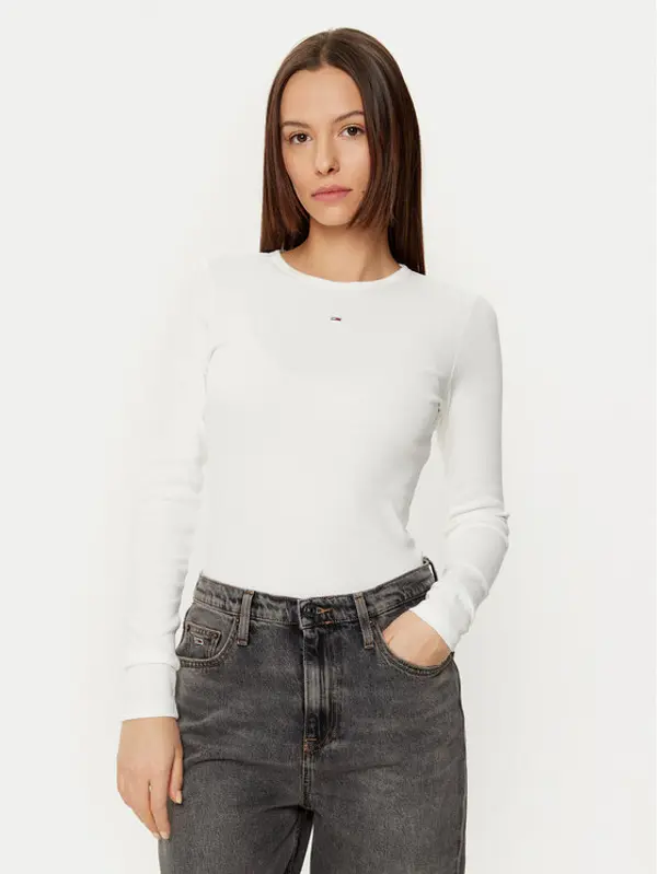 Tommy Jeans Tommy Jeans Majica Essential DW0DW17387 Écru Slim Fit