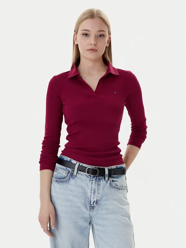 Tommy Jeans Tommy Jeans Majica Essential DW0DW21933 Tamnocrvena Slim Fit