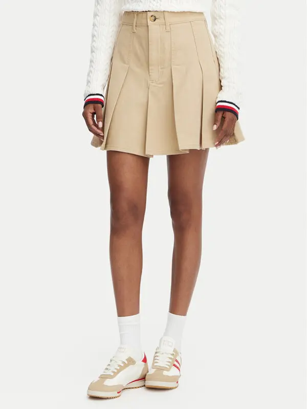 Tommy Jeans Tommy Jeans Plesirana suknja DW0DW23149 Bež Regular Fit