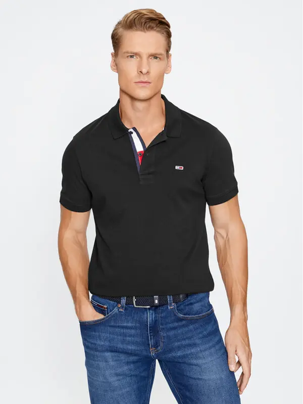 Tommy Jeans Tommy Jeans Polo DM0DM15370 Crna Slim Fit
