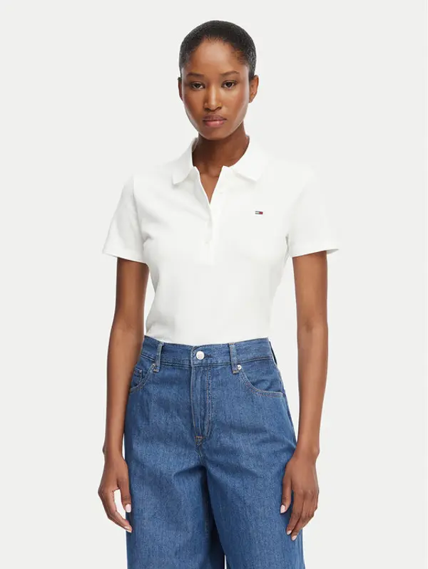 Tommy Jeans Tommy Jeans Polo DW0DW22820 Krem Regular Fit