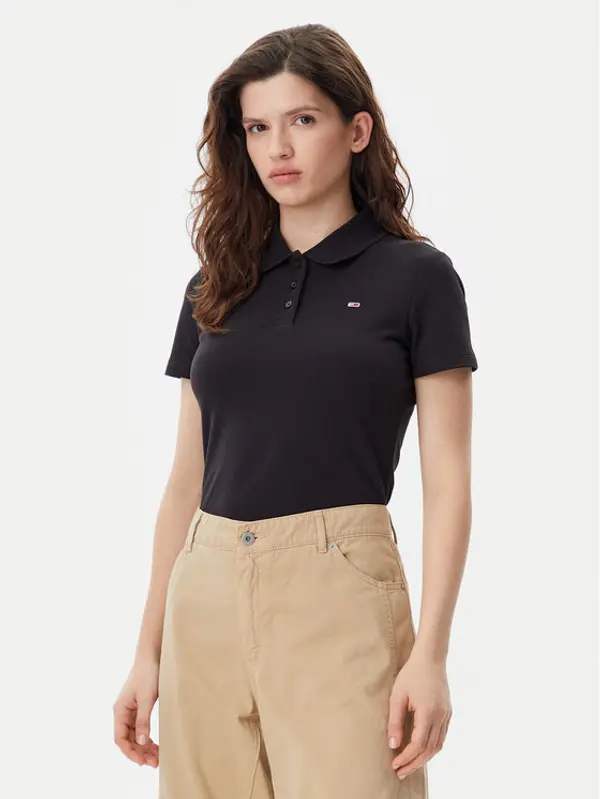 Tommy Jeans Tommy Jeans Polo Essential DW0DW20160 Crna Slim Fit