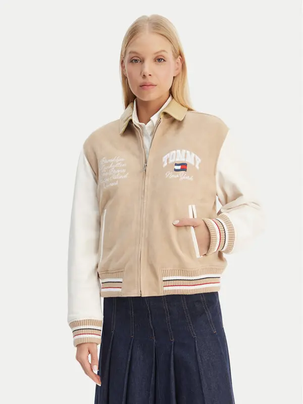 Tommy Jeans Tommy Jeans Prijelazna jakna Suede Varsity DW0DW22769 Bež Regular Fit