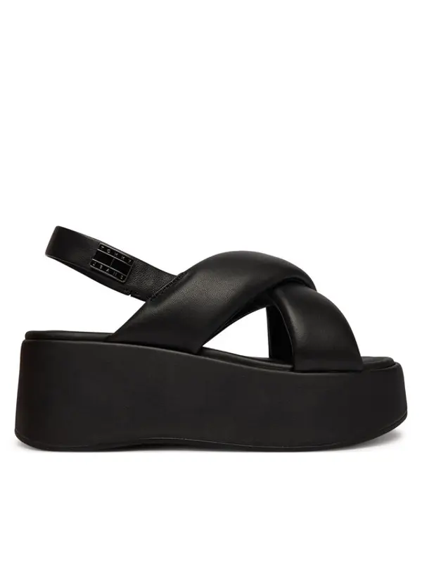 Tommy Jeans Tommy Jeans Sandale Padded Strap Wedge Sandals EN0EN02946 Crna