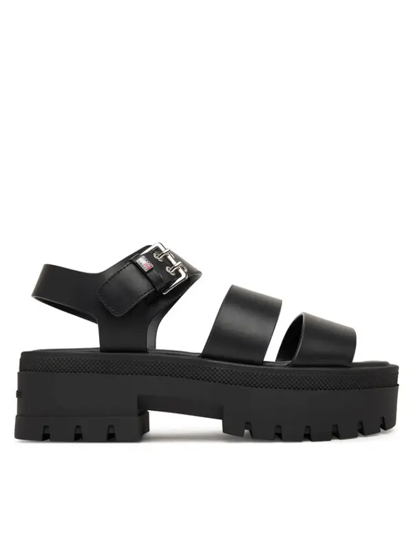 Tommy Jeans Tommy Jeans Sandale Tjw Straps Leather Max Sandal EN0EN02944 Crna