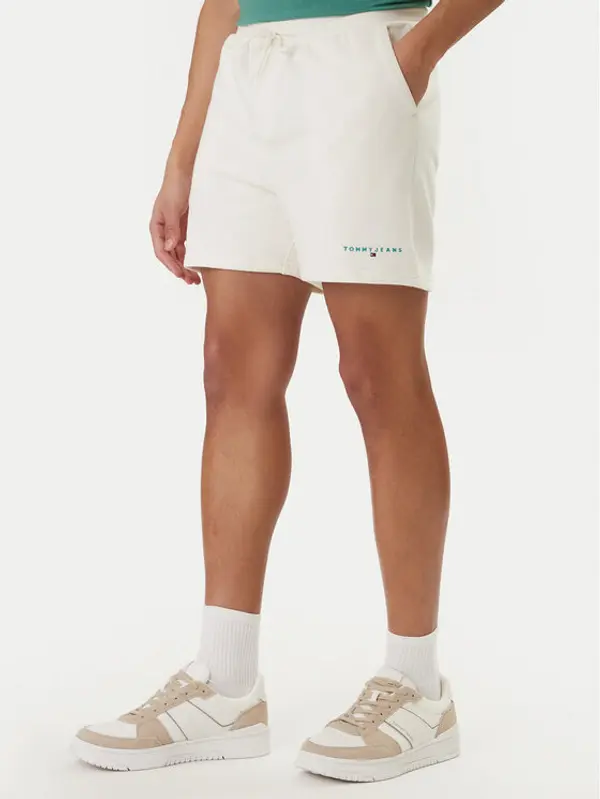 Tommy Jeans Tommy Jeans Sportske kratke hlače Contrast Linear DM0DM22697 Bijela Regular Fit