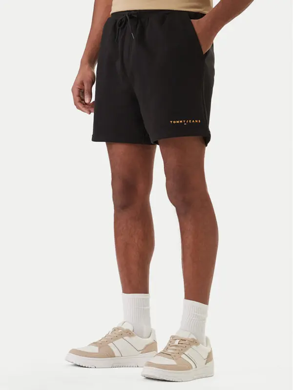 Tommy Jeans Tommy Jeans Sportske kratke hlače Contrast Linear DM0DM22697 Crna Regular Fit