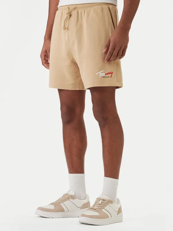 Tommy Jeans Tommy Jeans Sportske kratke hlače Signature DM0DM23017 Bež Regular Fit