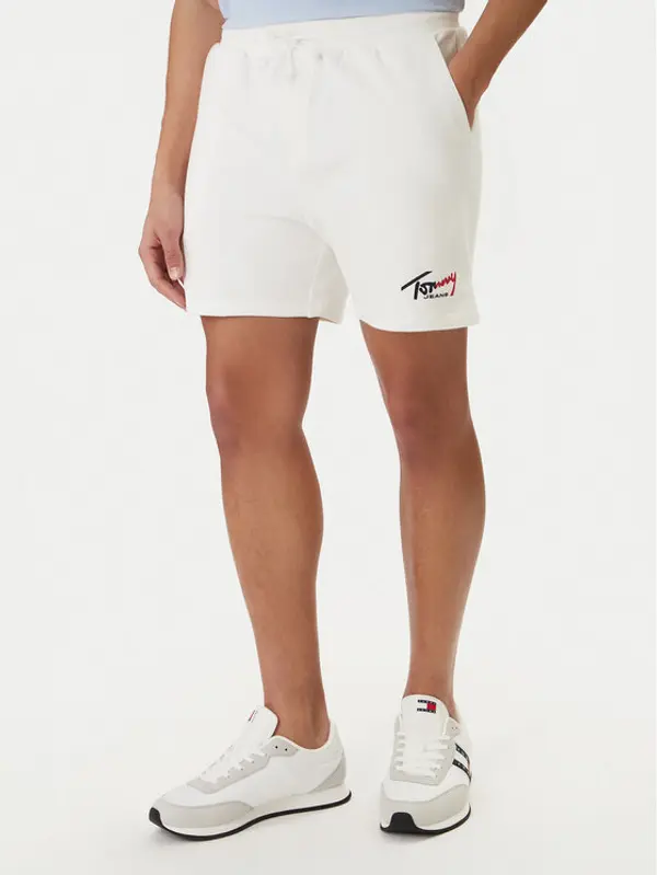 Tommy Jeans Tommy Jeans Sportske kratke hlače Signature DM0DM23017 Bijela Regular Fit