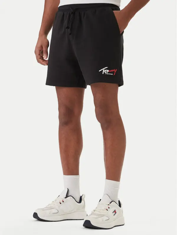 Tommy Jeans Tommy Jeans Sportske kratke hlače Signature DM0DM23017 Crna Regular Fit