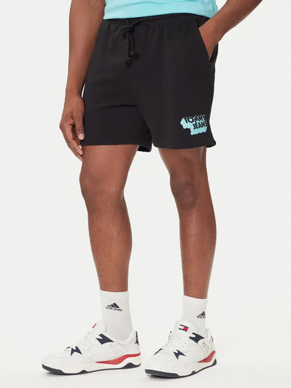 Tommy Jeans Tommy Jeans Sportske kratke hlače Stack Logo DM0DM21803 Crna Relaxed Fit