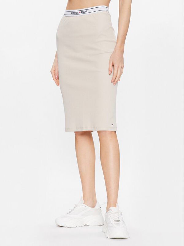 Tommy Jeans Tommy Jeans Suknja olovka Logo Waistband DW0DW15430 Bež Slim Fit