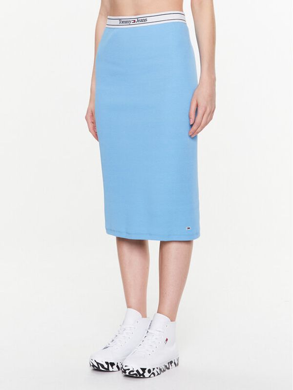 Tommy Jeans Tommy Jeans Suknja olovka Logo Waistband DW0DW15430 Svijetloplava Slim Fit