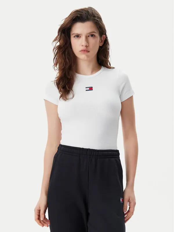 Tommy Jeans Tommy Jeans T-shirt Badge DW0DW17881 Bijela Slim Fit