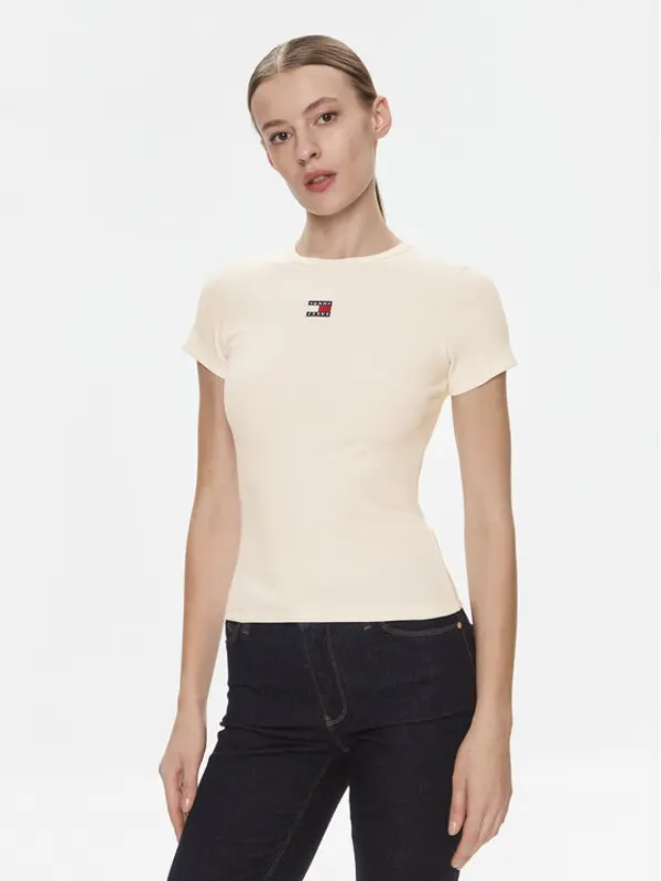 Tommy Jeans Tommy Jeans T-shirt Badge DW0DW17881 Bijela Slim Fit