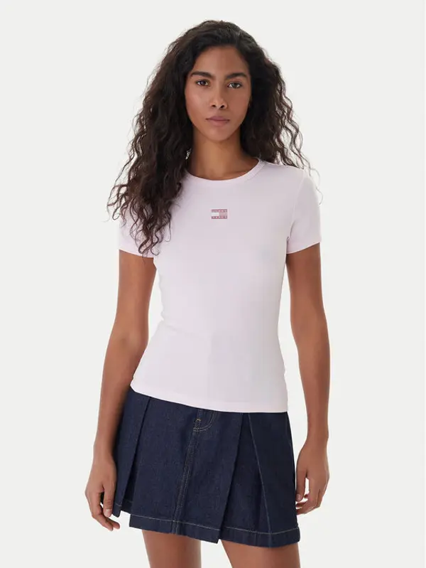 Tommy Jeans Tommy Jeans T-shirt Badge DW0DW17881 Ružičasta Slim Fit