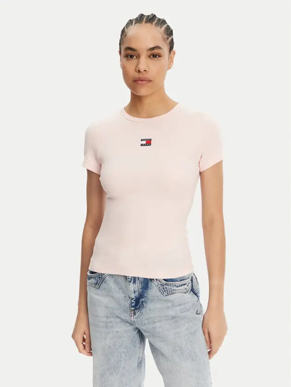 Tommy Jeans Tommy Jeans T-shirt Badge DW0DW17881 Ružičasta Slim Fit