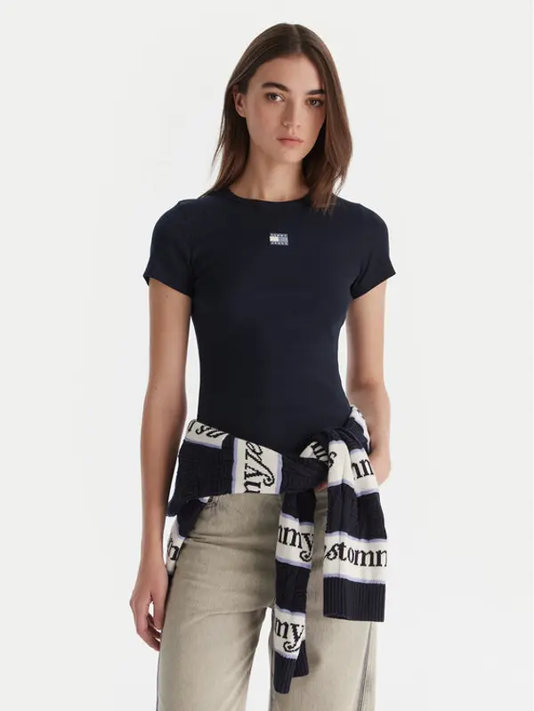 Tommy Jeans Tommy Jeans T-shirt Badge DW0DW17881 Tamnoplava Slim Fit